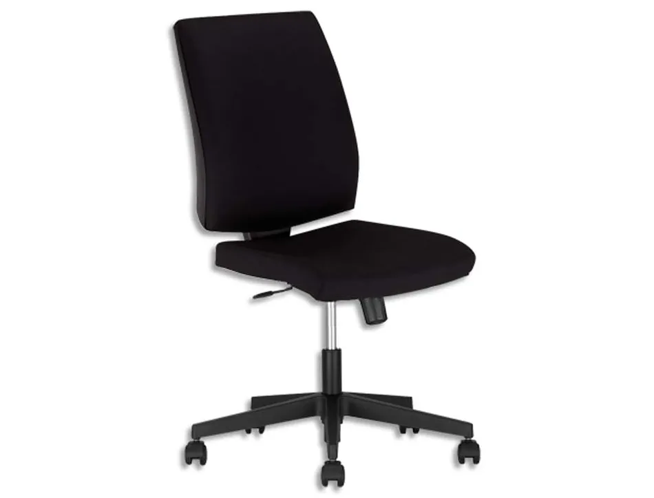 Siège de bureau square assise et dossier tissu noir mécanisme synchrone sans accoudoirs