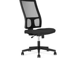 Siège de bureau square dossier résille assise tissu noir mécanisme synchrone sans accoudoirs