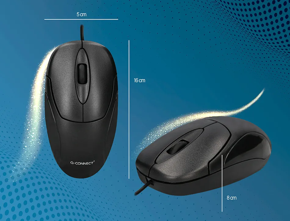 Souris filaire q-connect molette 2 boutons port usb adaptateur ps/2 coloris noir