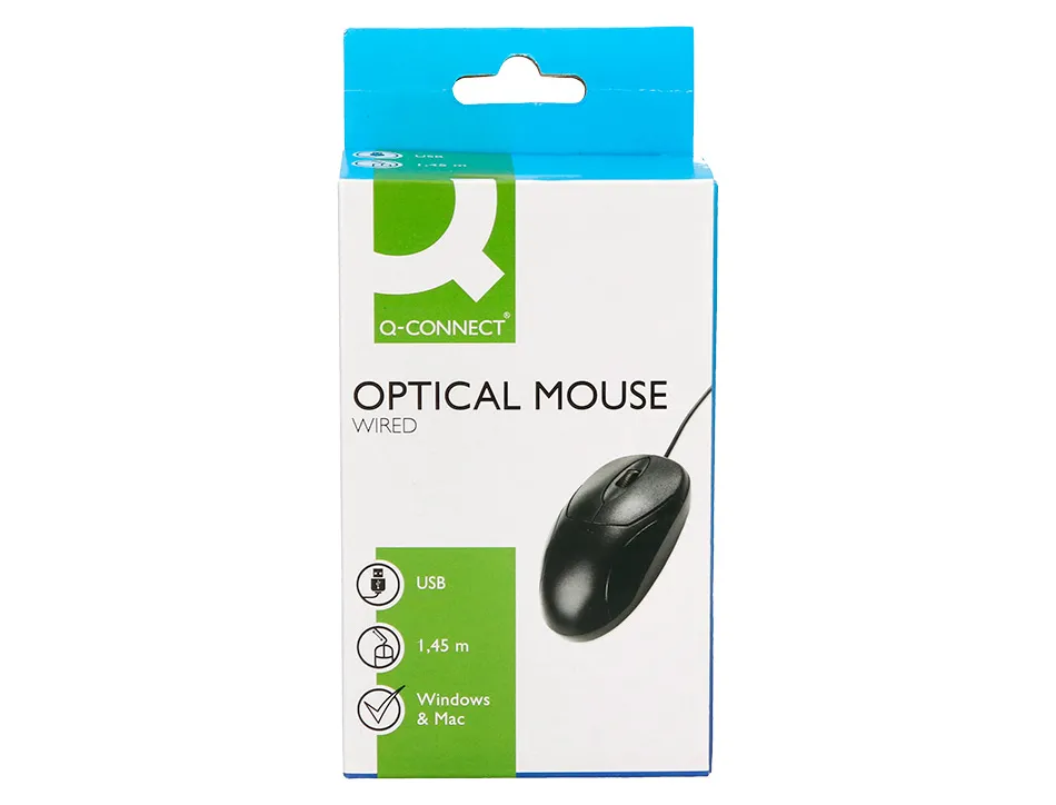 Souris filaire q-connect molette 2 boutons port usb adaptateur ps/2 coloris noir