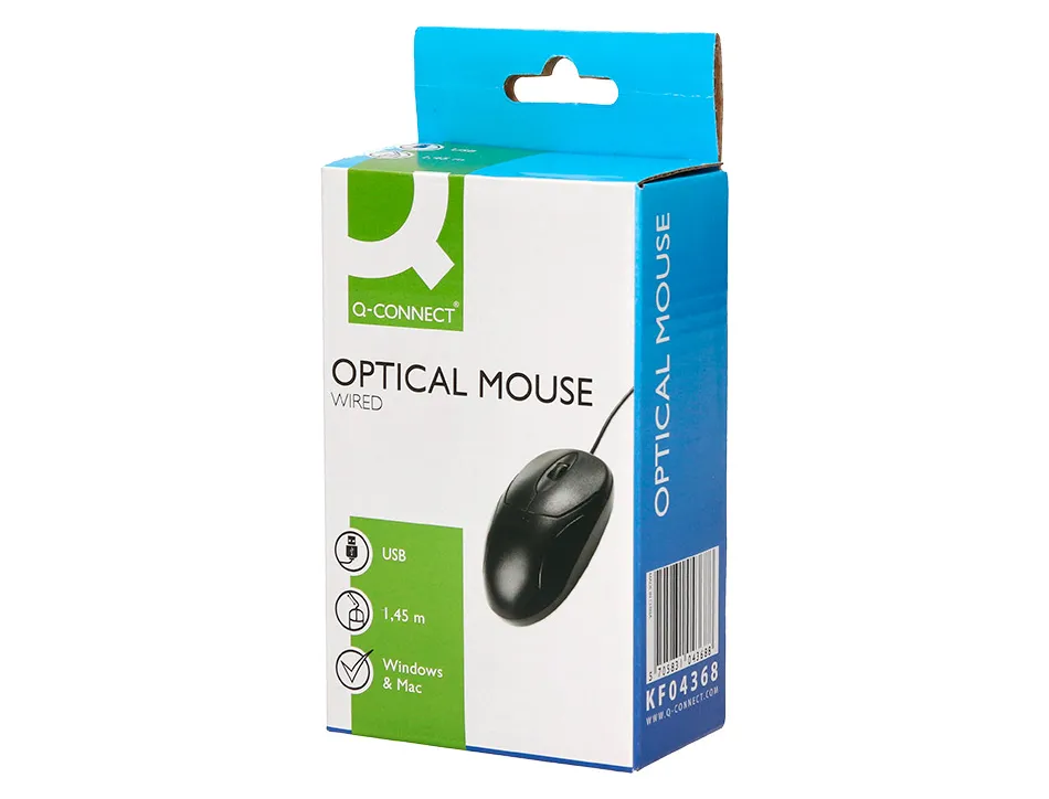 Souris filaire q-connect molette 2 boutons port usb adaptateur ps/2 coloris noir