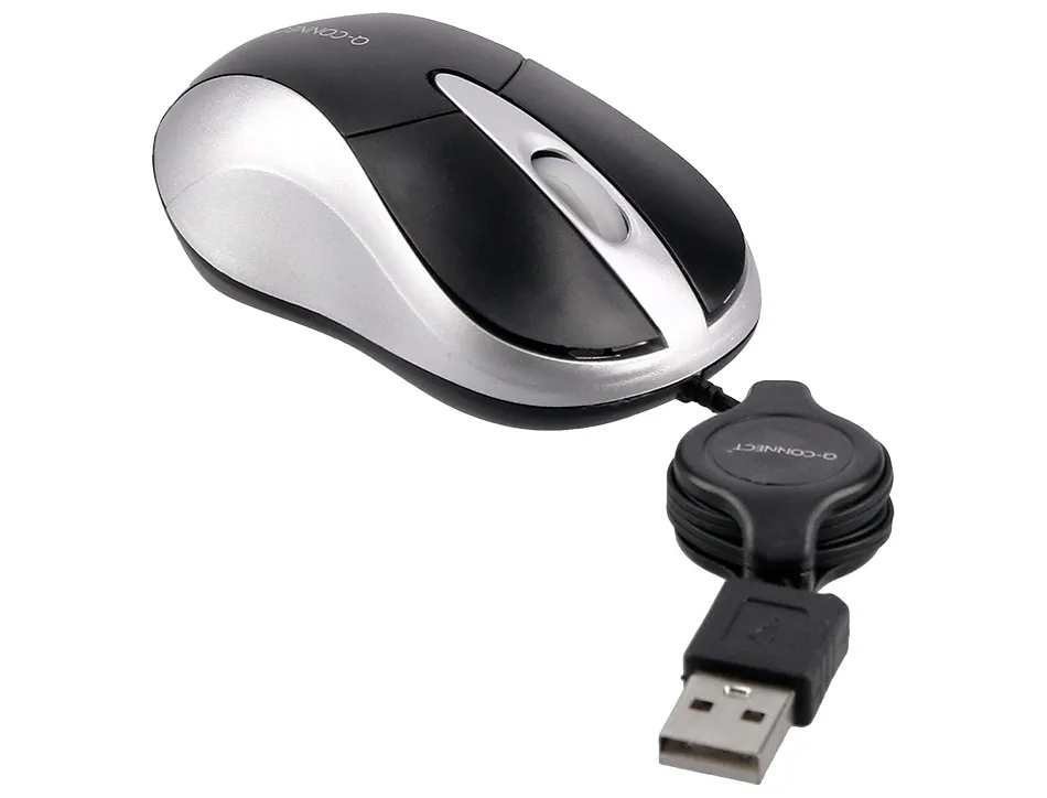 Souris mini q-connect filaire optique 800dpi 3 boutons molette mouvement horizontal vertical usb coloris noir