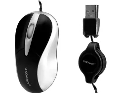 Souris mini q-connect filaire optique 800dpi 3 boutons molette mouvement horizontal vertical usb coloris noir