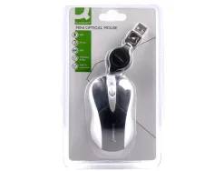 Souris mini q-connect filaire optique 800dpi 3 boutons molette mouvement horizontal vertical usb coloris noir