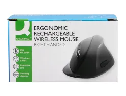 Souris q-connect optique sans fil ergonomique vertical dpi 800/1200/1600 batterie rechargeable coloris noir