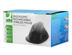 Souris q-connect optique sans fil ergonomique vertical dpi 800/1200/1600 batterie rechargeable coloris noir