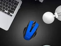 Souris q-connect sans fil optique 1000dpi recepteur usb 2,4ghz coloris bleu