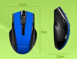 Souris q-connect sans fil optique 1000dpi recepteur usb 2,4ghz coloris bleu
