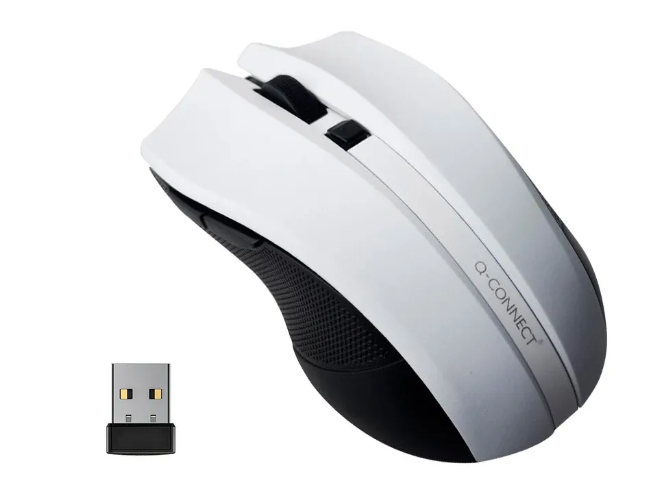 Souris q-connect sans fil optique 1000dpi recepteur usb 2,4ghz coloris blanc