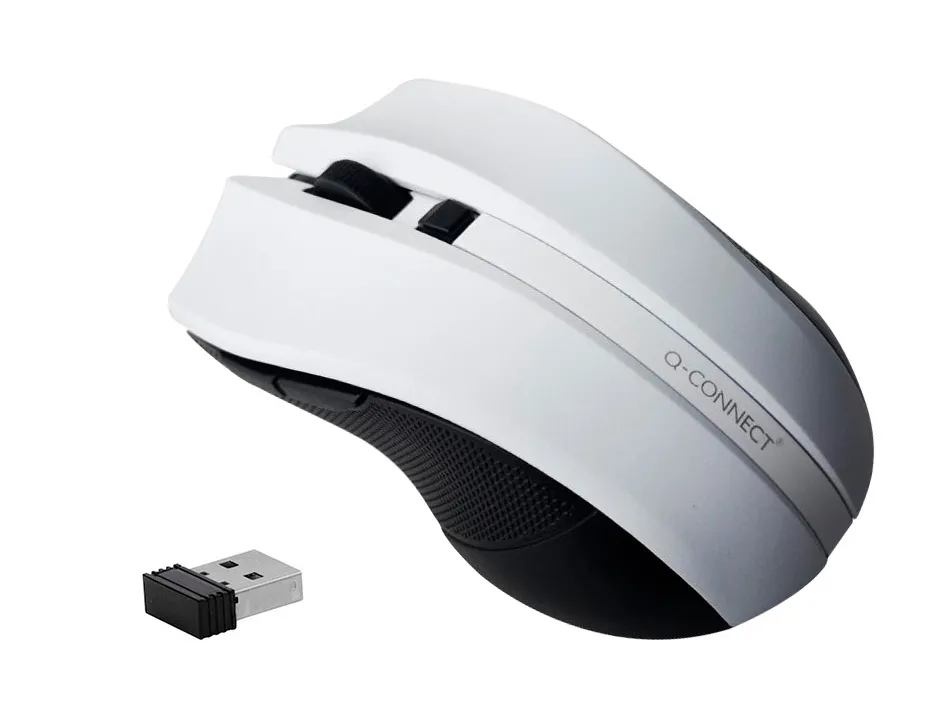 Souris q-connect sans fil optique 1000dpi recepteur usb 2,4ghz coloris blanc