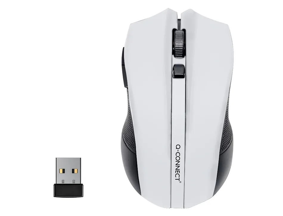 Souris q-connect sans fil optique 1000dpi recepteur usb 2,4ghz coloris blanc