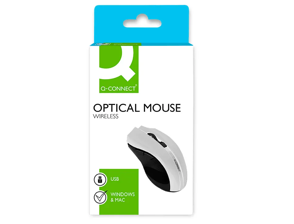 Souris q-connect sans fil optique 1000dpi recepteur usb 2,4ghz coloris blanc
