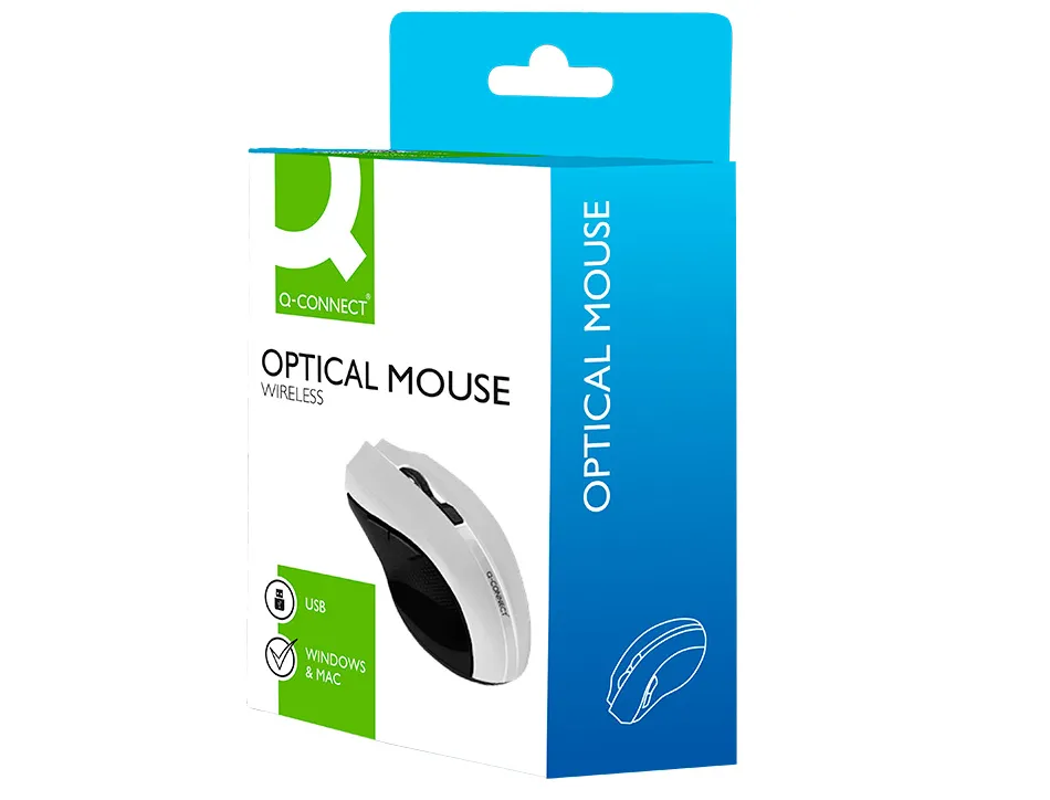 Souris q-connect sans fil optique 1000dpi recepteur usb 2,4ghz coloris blanc