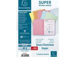 Sous-chemises exacompta super 60 carte 60g coloris assortis pastel paquet 100 unites