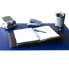 Sous-main q-connect simple coins arrondis dessous mousse antidérapant bord soudé 50x63cm polypropylene coloris bleu