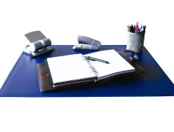 Sous-main q-connect simple coins arrondis dessous mousse antidérapant bord soudé 50x63cm polypropylene coloris bleu