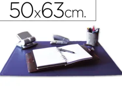 Sous-main q-connect simple coins arrondis dessous mousse antidérapant bord soudé 50x63cm polypropylene coloris bleu