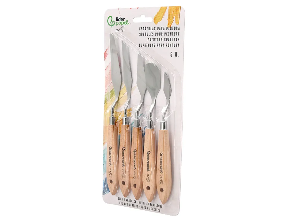 Spatule pour peinture liderpapel metallique sachet de 5 unites tailles assorties certifie