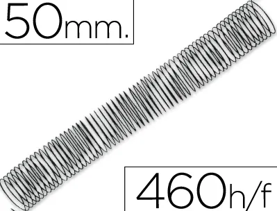 Spirale q-connect métallique relieur pas 5:1 460f calibre 1.2mm diamètre 50mm coloris noir boîte 25 unités
