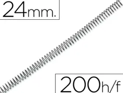 Spirale q-connect métallique relieur pas 4:1 200f calibre 1.2mm diamètre 24mm coloris noir boîte 100 unités