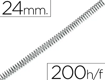 Spirale q-connect métallique relieur pas 4:1 200f calibre 1.2mm diamètre 24mm coloris noir boîte 100 unités