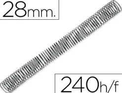 Spirale q-connect métallique relieur pas 5:1 240f calibre 1.2mm diamètre 28mm coloris noir boîte 50 unités
