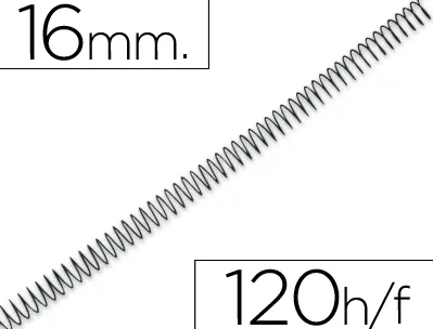Spirale q-connect métallique relieur pas 4:1 120f calibre 1.2mm diamètre 16mm coloris noir boîte 100 unités