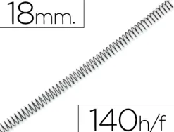 Spirale q-connect métallique relieur pas 5:1 140f calibre 1.2mm diamètre 18mm coloris noir boîte 100 unités