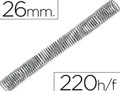 Spirale q-connect métallique relieur pas 5:1 220f calibre 1.2mm diamètre 26mm coloris noir boîte 50 unités