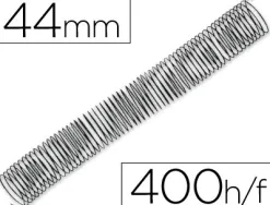 Spirale q-connect métallique relieur pas 4:1 400f calibre 1.2mm diamètre 44mm coloris noir boîte 25 unités