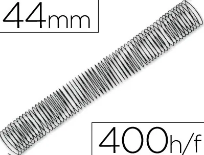 Spirale q-connect métallique relieur pas 4:1 400f calibre 1.2mm diamètre 44mm coloris noir boîte 25 unités
