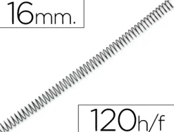 Spirale q-connect métallique relieur pas 5:1 120f calibre 1.2mm diamètre 16mm coloris noir boîte 100 unités