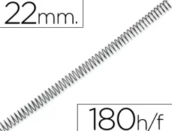Spirale q-connect métallique relieur pas 5:1 180f calibre 1.2mm diamètre 22mm coloris noir boîte 100 unités
