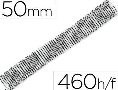 Spirale q-connect métallique relieur pas 4:1 400f calibre 1.2mm diamètre 50mm coloris noir boîte 25 unités