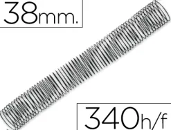 Spirale q-connect métallique relieur pas 5:1 340f calibre 1.2mm diamètre 38mm coloris noir boîte 25 unités