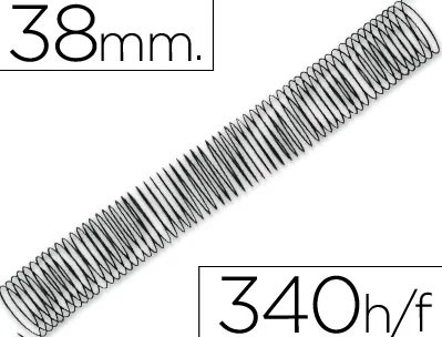 Spirale q-connect métallique relieur pas 5:1 340f calibre 1.2mm diamètre 38mm coloris noir boîte 25 unités