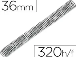 Spirale q-connect métallique relieur pas 4:1 320f calibre 1.2mm diamètre 36mm coloris noir boîte 25 unités
