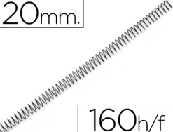 Spirale q-connect métallique relieur pas 4:1 160f calibre 1.2mm diamètre 20mm coloris noir boîte 100 unités