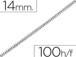 Spirale q-connect métallique relieur pas 5:1 100f calibre 1mm diamètre 14mm coloris noir boîte 100 unités