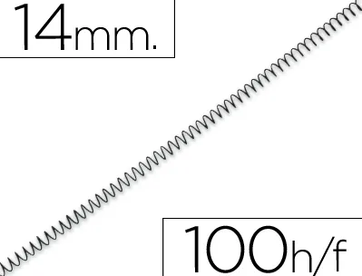 Spirale q-connect métallique relieur pas 5:1 100f calibre 1mm diamètre 14mm coloris noir boîte 100 unités