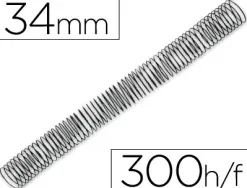 Spirale q-connect métallique relieur pas 4:1 300f calibre 1.2mm diamètre 34mm coloris noir boîte 25 unités