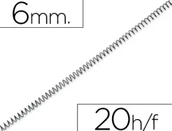 Spirale q-connect métallique relieur pas 4:1 20f calibre 1mm diamètre 6mm coloris noir boîte 200 unités