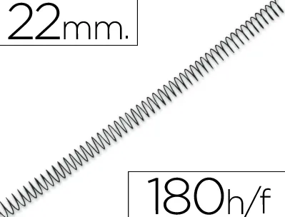 Spirale q-connect métallique relieur pas 4:1 180f calibre 1.2mm diamètre 22mm coloris noir boîte 100 unités