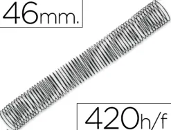 Spirale q-connect métallique relieur pas 5:1 420f calibre 1.2mm diamètre 46mm coloris noir boîte 25 unités
