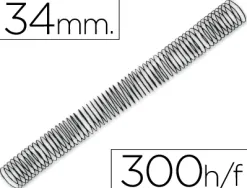 Spirale q-connect métallique relieur pas 5:1 300f calibre 1.2mm diamètre 34mm coloris noir boîte 25 unités