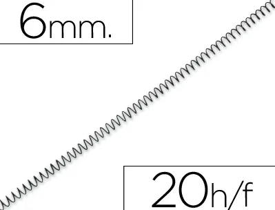 Spirale q-connect métallique relieur pas 5:1 20f calibre 1mm diamètre 6mm coloris noir boîte 200 unités