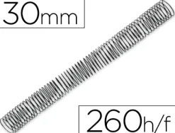Spirale q-connect métallique relieur pas 4:1 260f calibre 1.2mm diamètre 30mm coloris noir boîte 50 unités