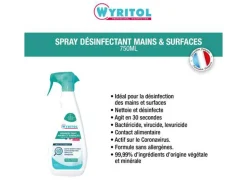 Spray degraissant desinfectant wyritol 750 ml surfaces et mains