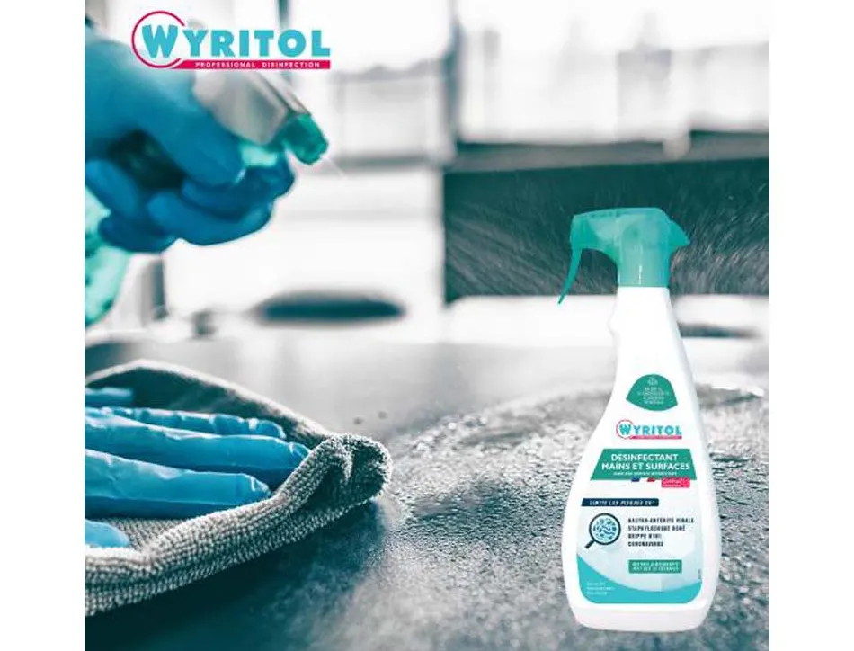 Spray degraissant desinfectant wyritol 750 ml surfaces et mains