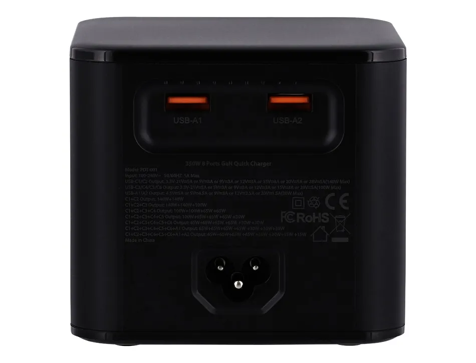 Station de charge t'nb pd 3.1 380w 8 ports charge coloris noir